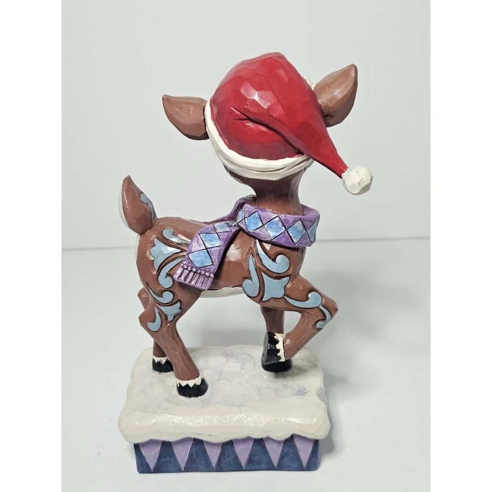 Jim Shore Rudolph Traditions Lighted Rudolph Wearing Santa Hat Figurine 4058340
